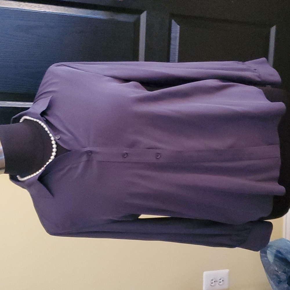 Ann Taylor charcoal gray button silk blouse